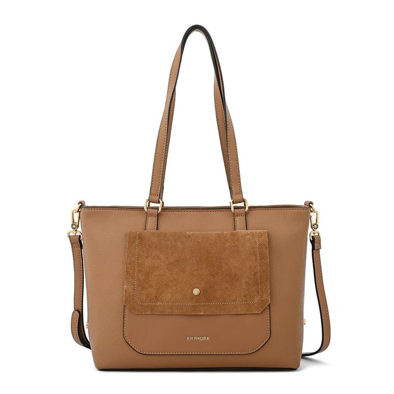 AMPHORA - Cartera dos asas mediana becca café medio