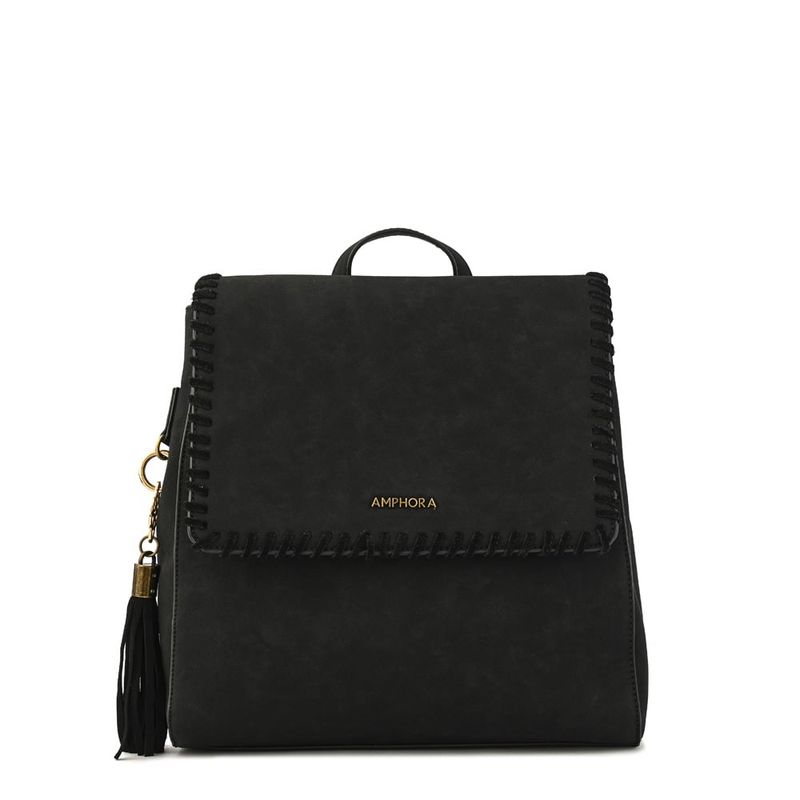 AMPHORA - Mochila con tapa mediana evelyn Negro especial