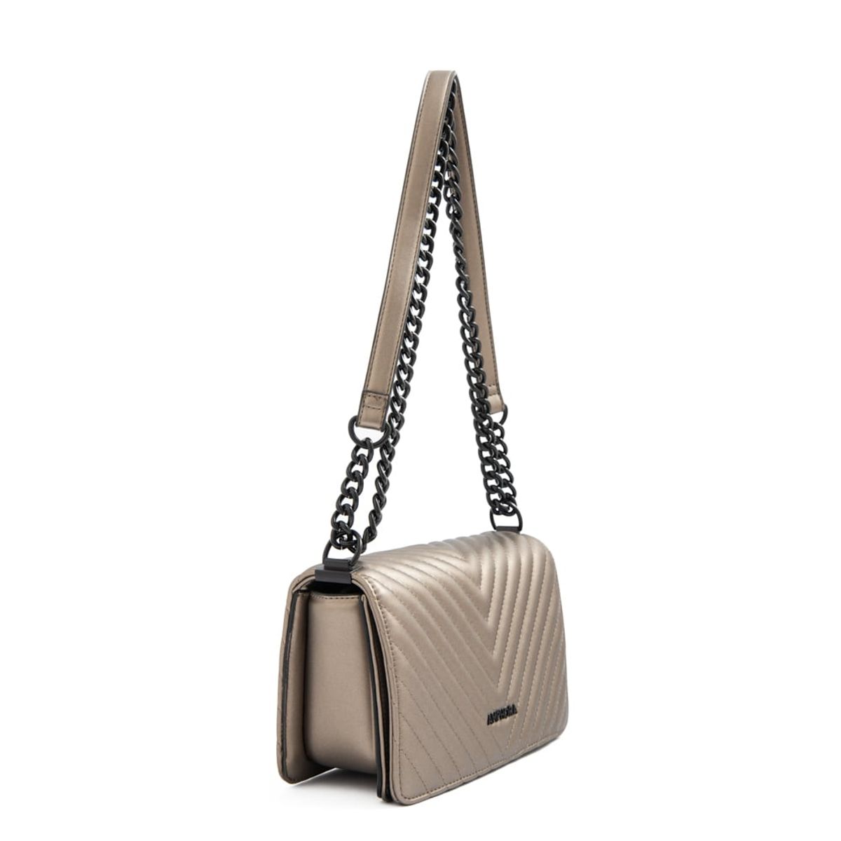 AMPHORA - Cartera bandolera con tapa muller mediana plateado oscuro