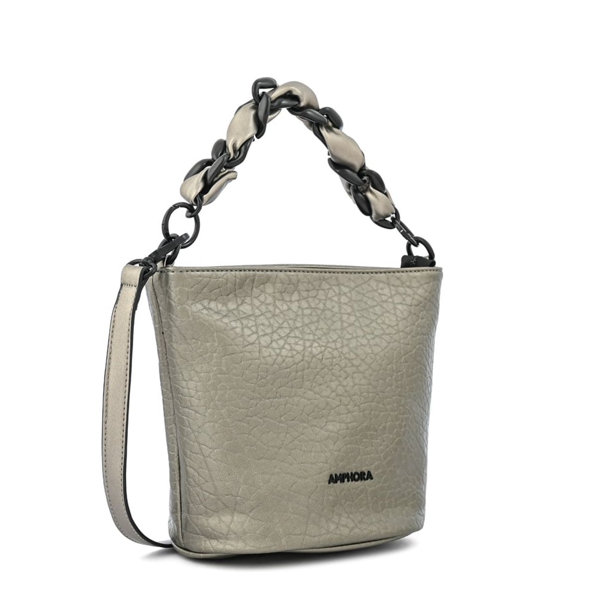 AMPHORA - Cartera bandolera keira pequeña plateado oscuro