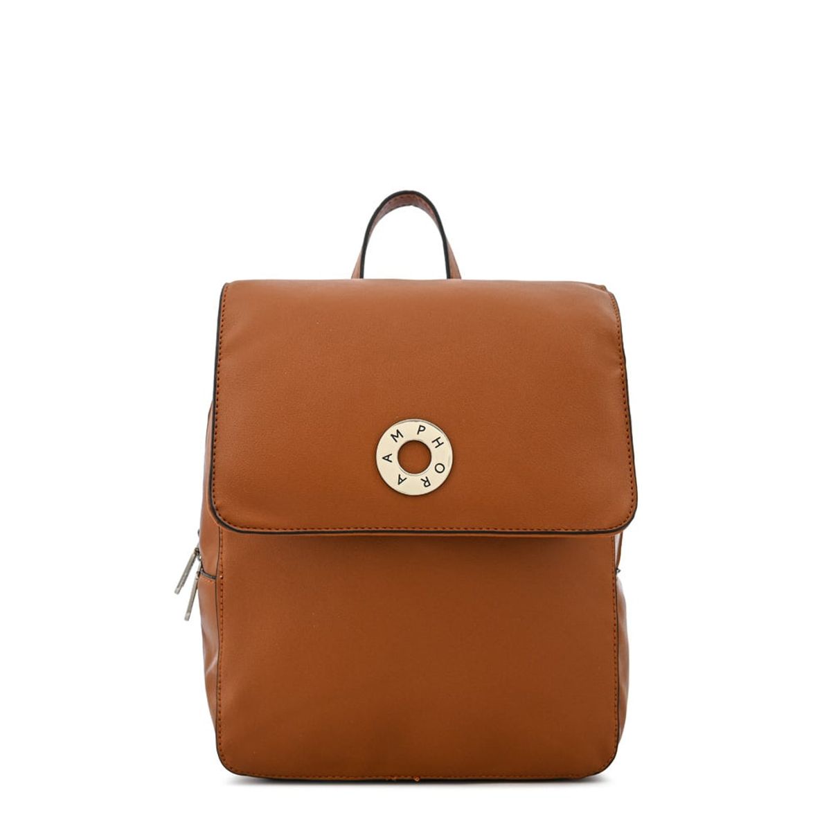 AMPHORA - Mochila con tapa orieta mediana café