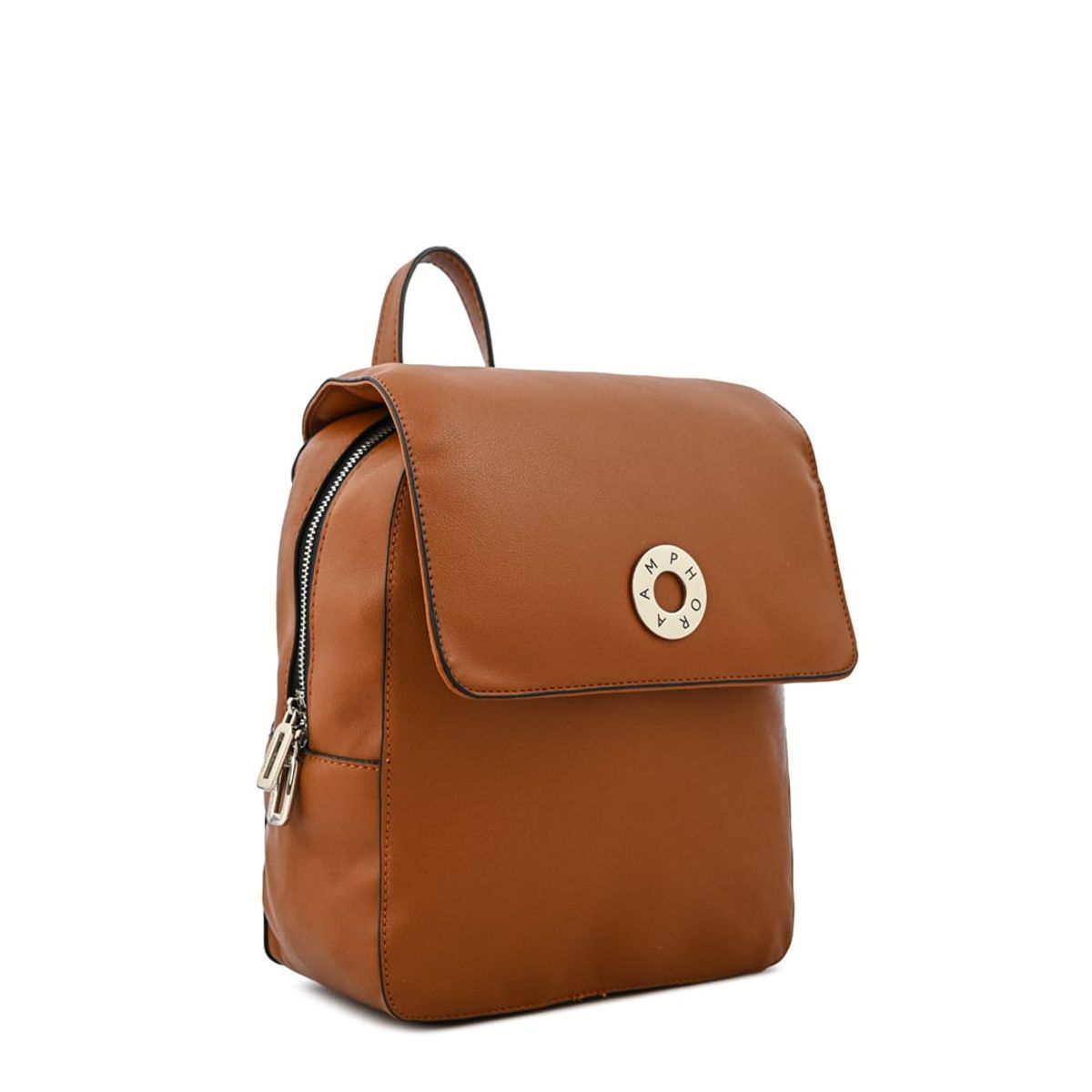 AMPHORA - Mochila con tapa orieta mediana café