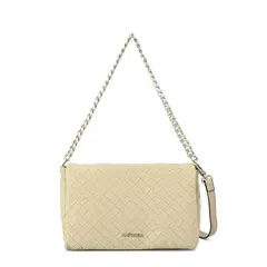 AMPHORA - Cartera bandolera con tapa mediana bercy beige