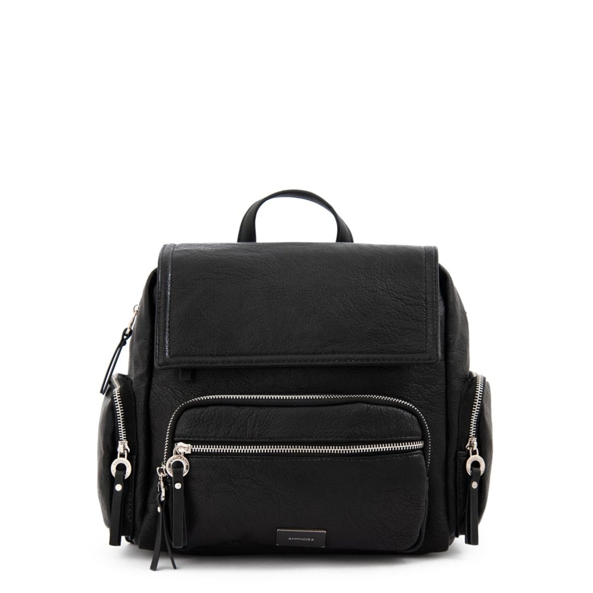 AMPHORA - Mochila con tapa harmonie mediana negro especial