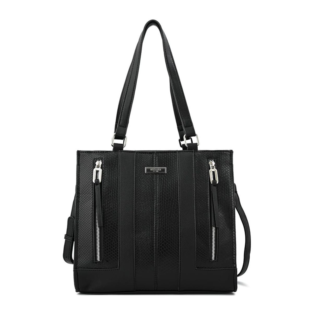 AMPHORA - Cartera tote tres divisiones bluma mediana negro especial