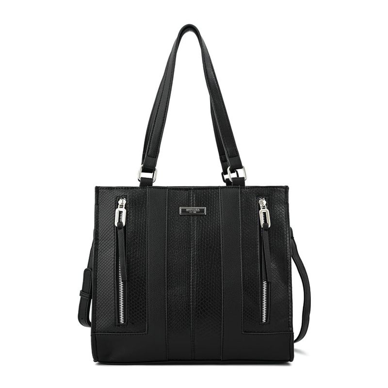 AMPHORA - Cartera dos asas tres divisiones bluma Negro especial