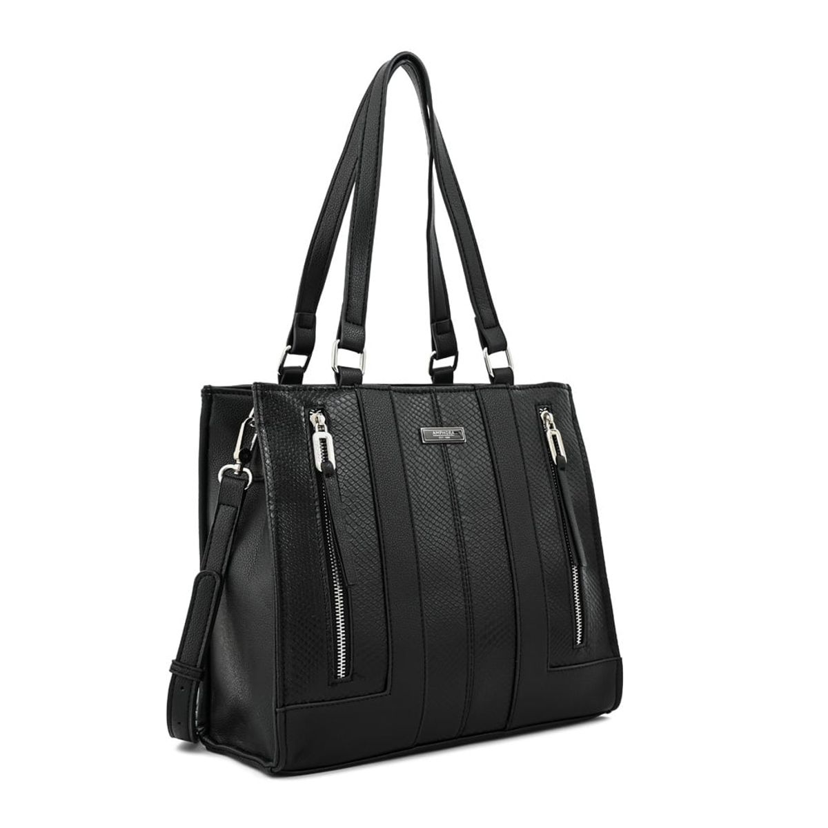 AMPHORA - Cartera tote tres divisiones bluma mediana negro especial