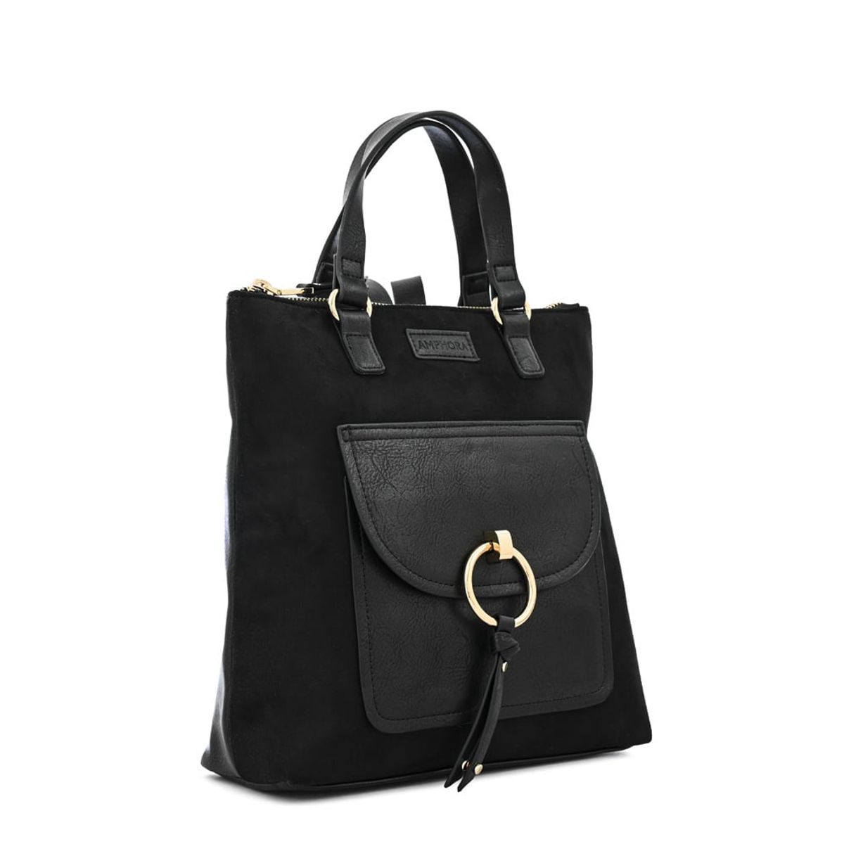 AMPHORA - Mochila rustique mediana negro