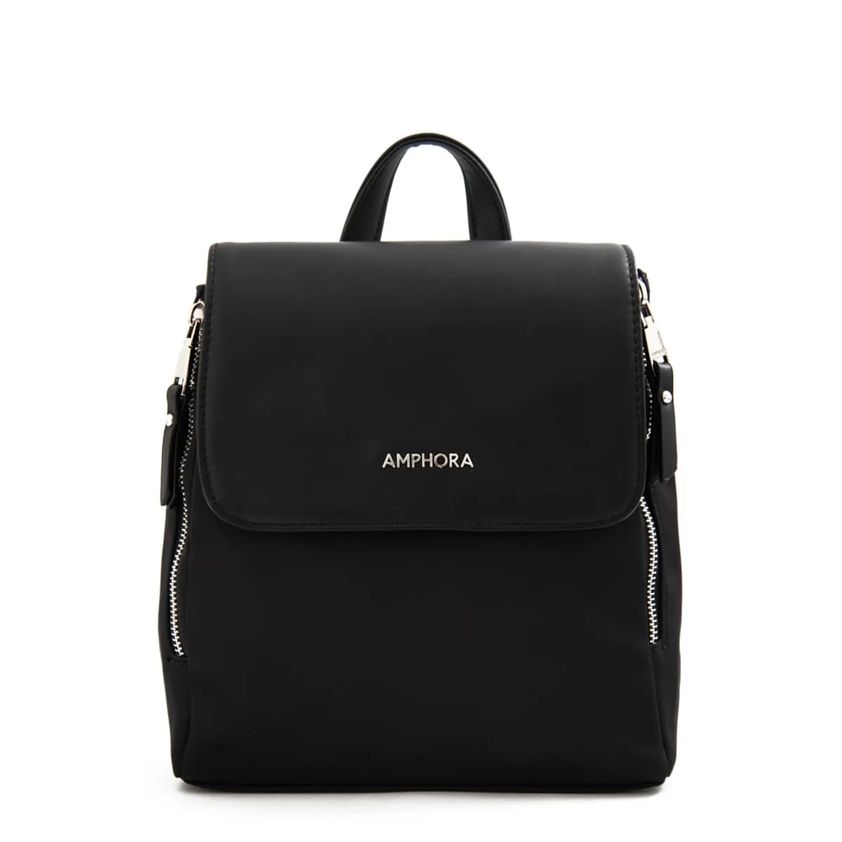 AMPHORA - Mochila con tapa neferet mediana negro especial