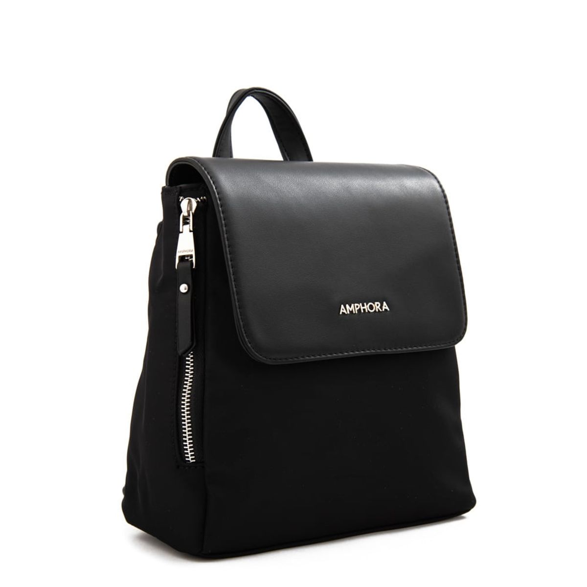 AMPHORA - Mochila con tapa neferet mediana negro especial