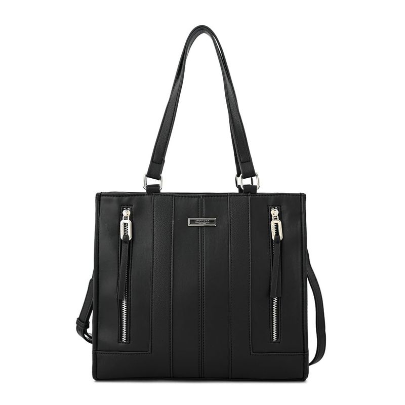 AMPHORA - Cartera dos asas tres divisiones mediana bluma negro