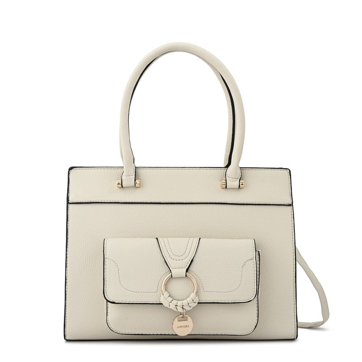 AMPHORA - Cartera tote marla grande blanco crudo