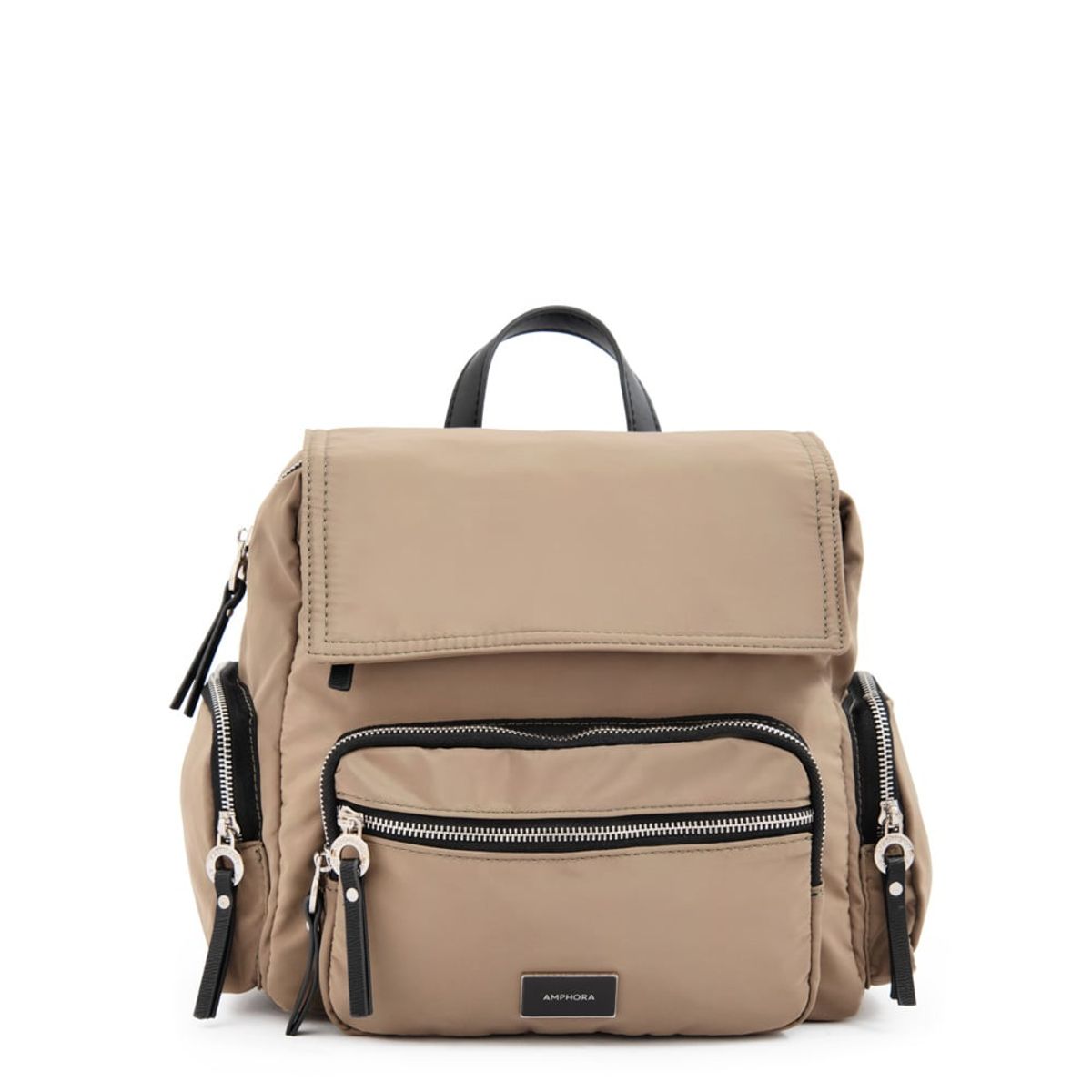 AMPHORA - Mochila con tapa harmonie mediana beige