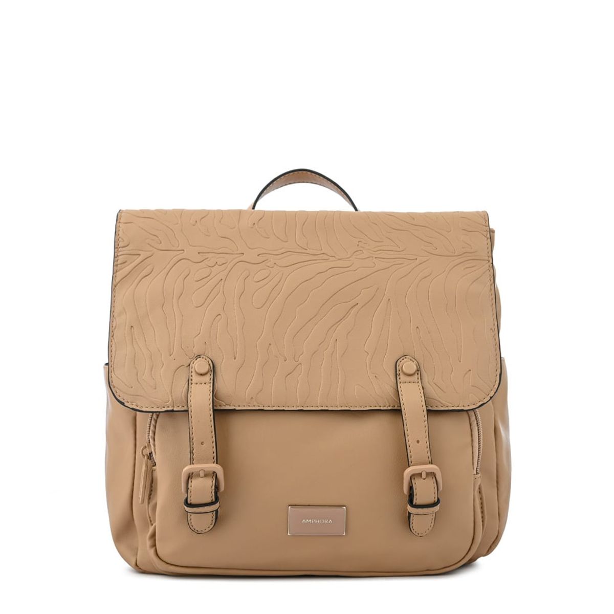 AMPHORA - Mochila con tapa samira mediana beige oscuro