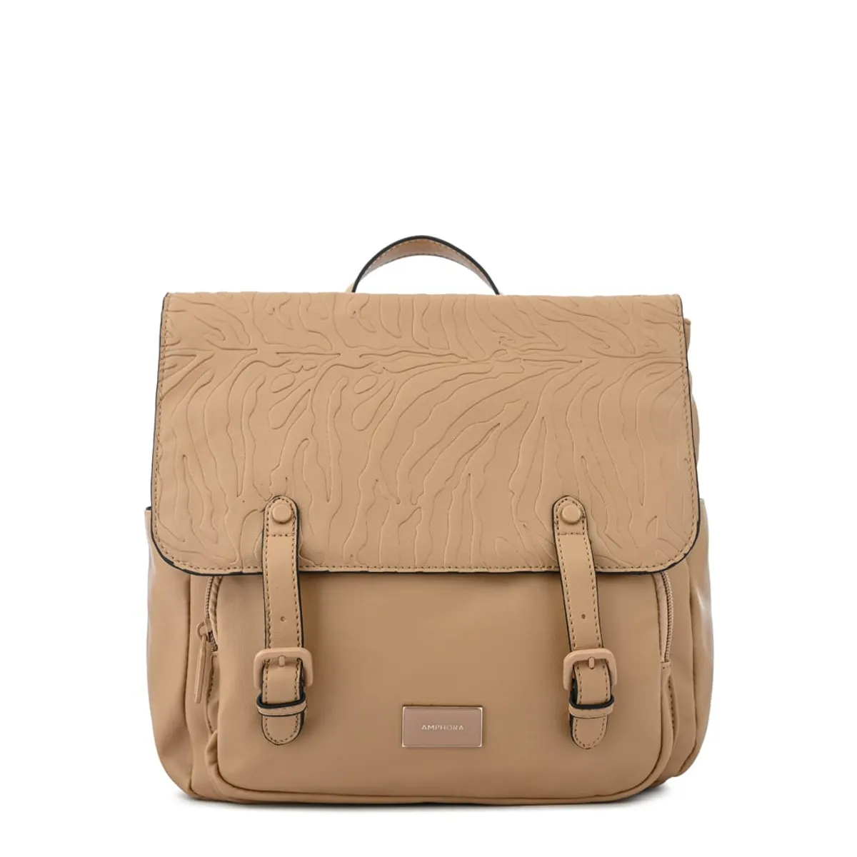 AMPHORA - Mochila con tapa samira mediana beige oscuro