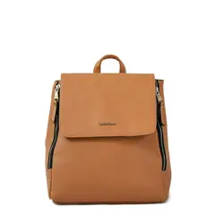 AMPHORA - Mochila con tapa mediana neferet camel