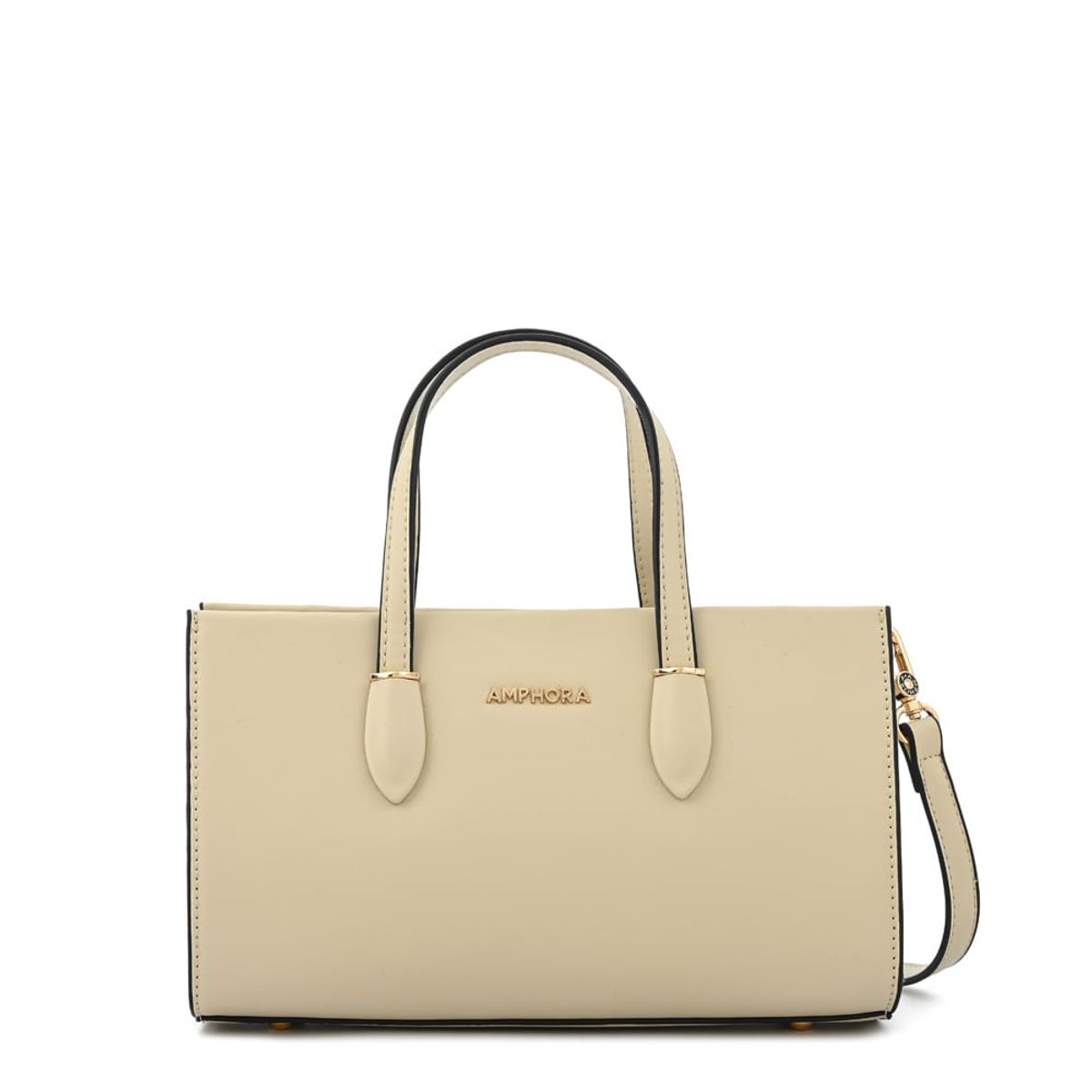 AMPHORA - Cartera tote sarai mediana beige