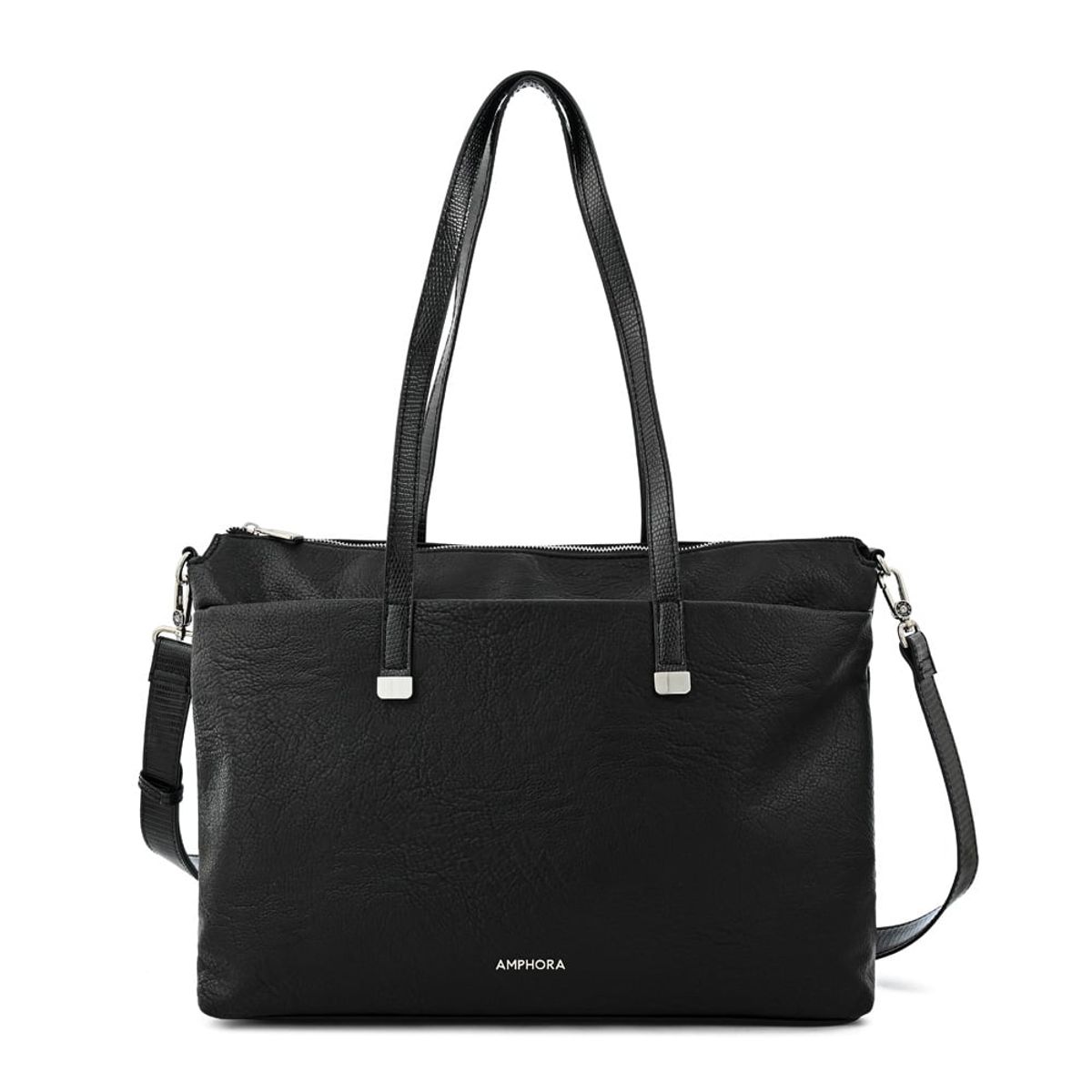 AMPHORA - Cartera dos asas porta notebook grande lilian negro