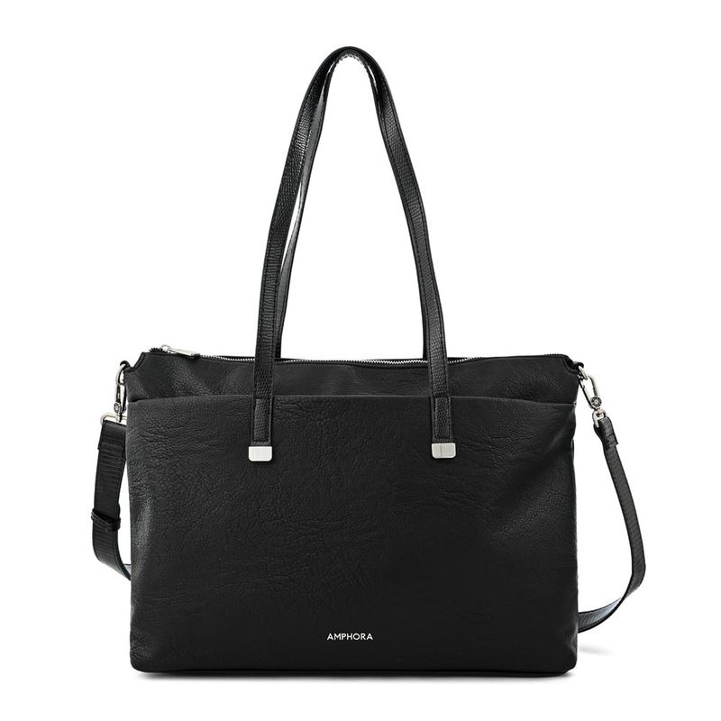 AMPHORA - Cartera dos asas porta notebook grande lilian negro
