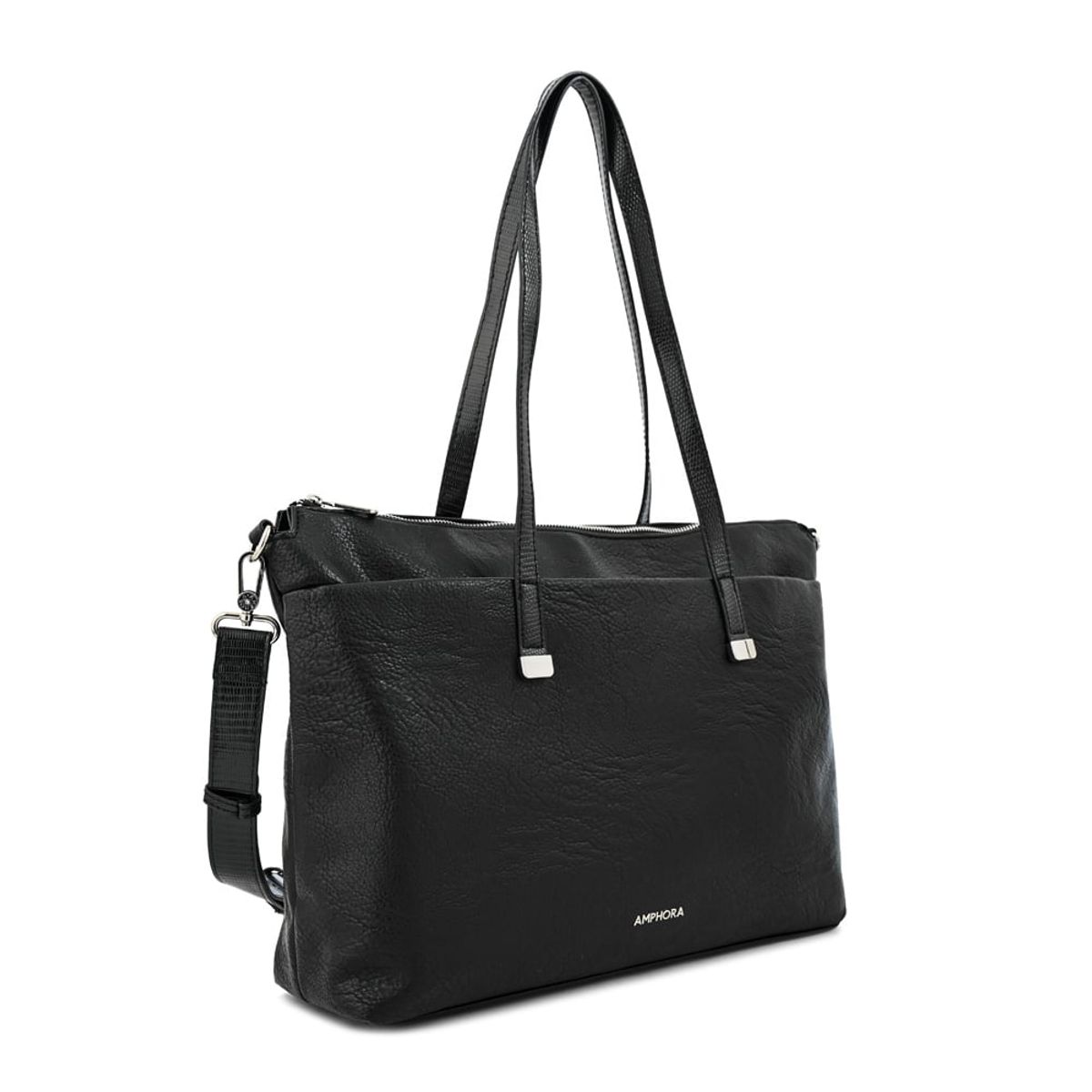 AMPHORA - Cartera dos asas porta notebook grande lilian negro