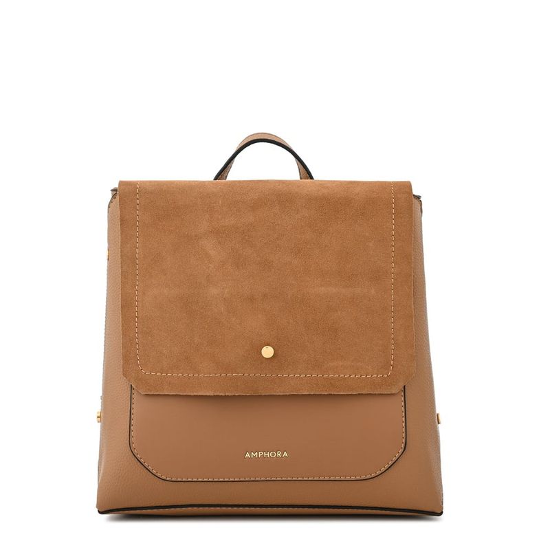 AMPHORA - Mochila con tapa mediana becca café medio