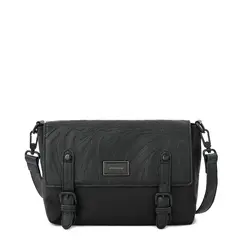 AMPHORA - Cartera bandolera con tapa mediana samira Negro especial