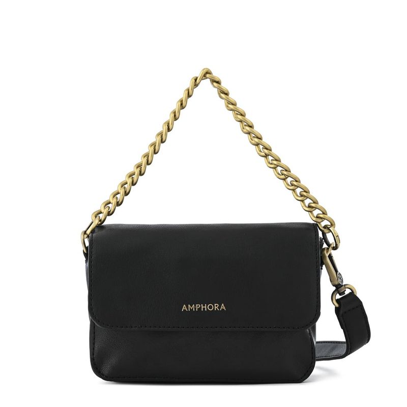 AMPHORA - Cartera bandolera con tapa pequeña brady negro
