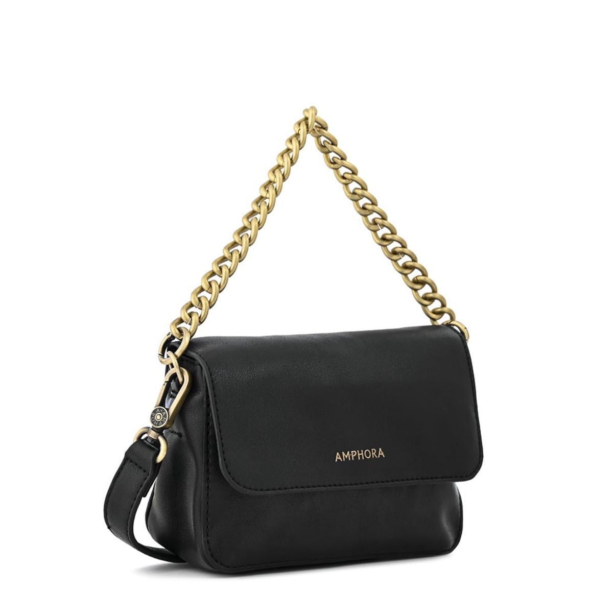 AMPHORA - Cartera bandolera con tapa brady pequeña negro