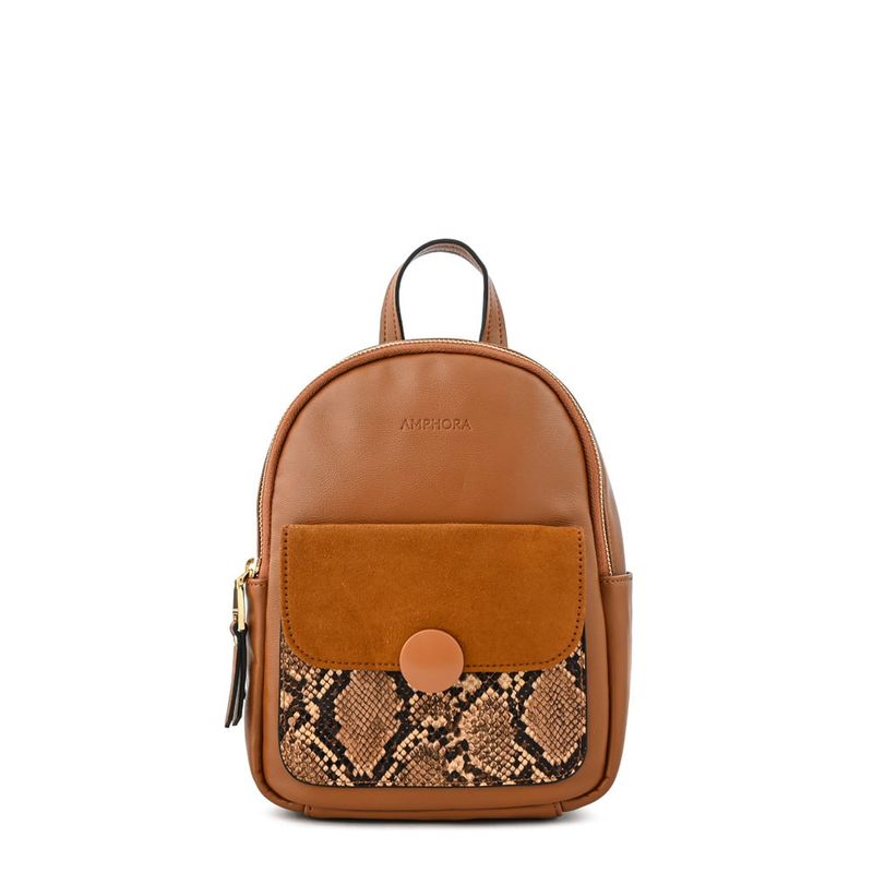 AMPHORA - Mochila mediana dominique camel