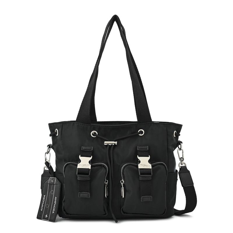 AMPHORA - Cartera dos asas mediana bindi negro