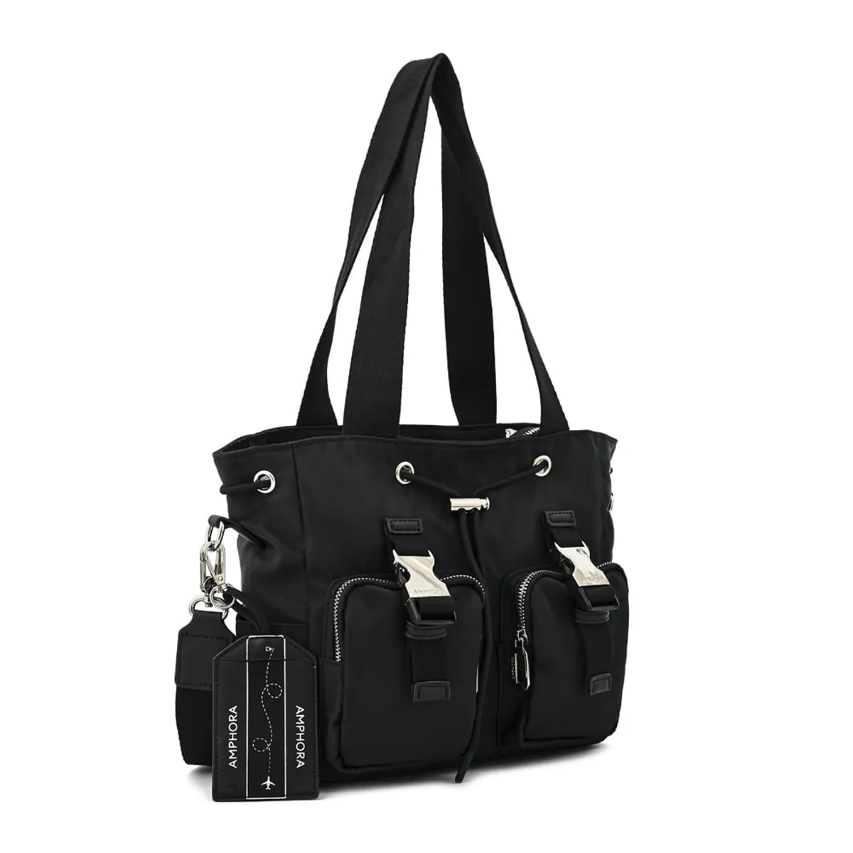 AMPHORA - Cartera tote bindi mediana negro
