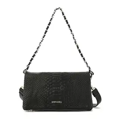 AMPHORA - Cartera bandolera con tapa mediana alvar negro