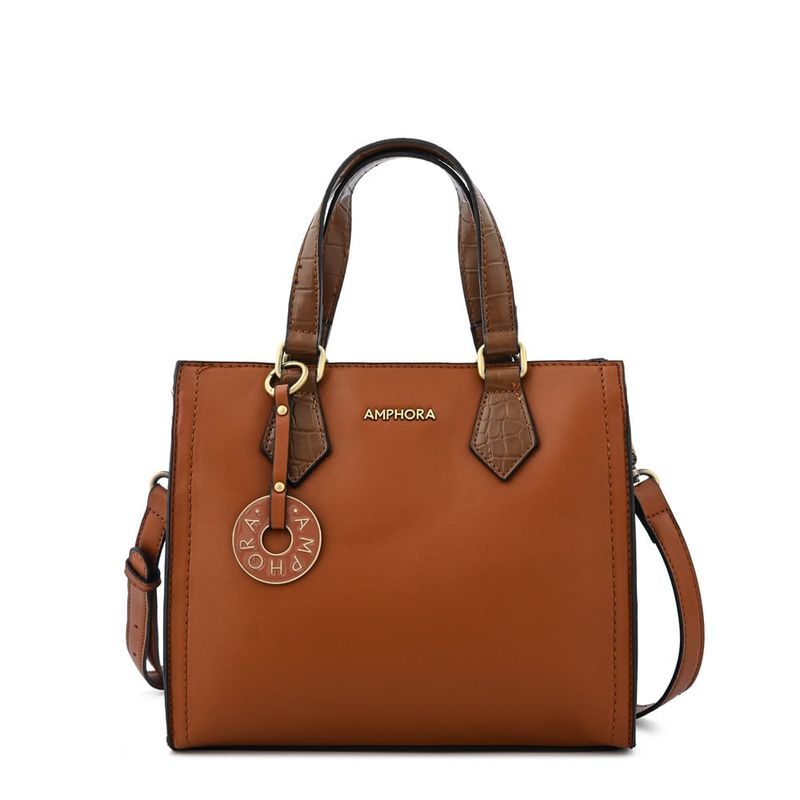 AMPHORA - Cartera dos asas tres divisiones mediana nila café