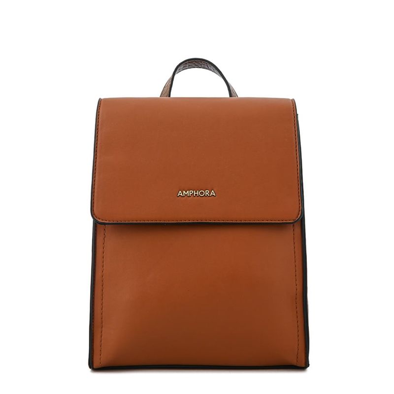 AMPHORA - Mochila con tapa mediana nila café