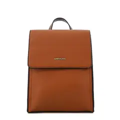 AMPHORA - Mochila con tapa mediana nila café