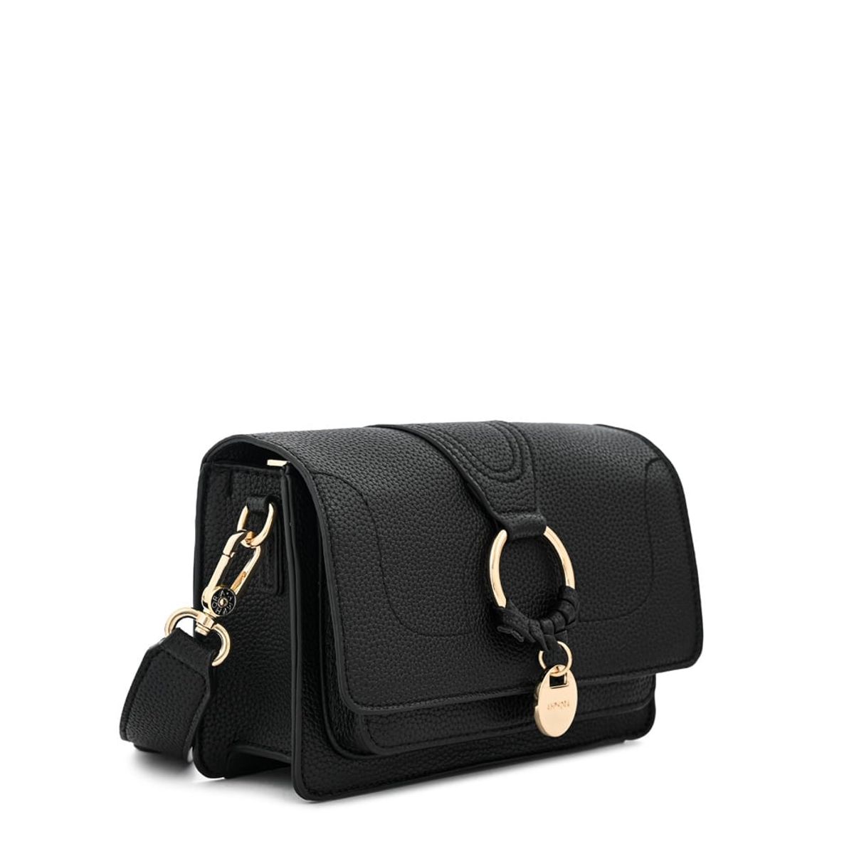 AMPHORA - Cartera bandolera con tapa marla pequeña negro