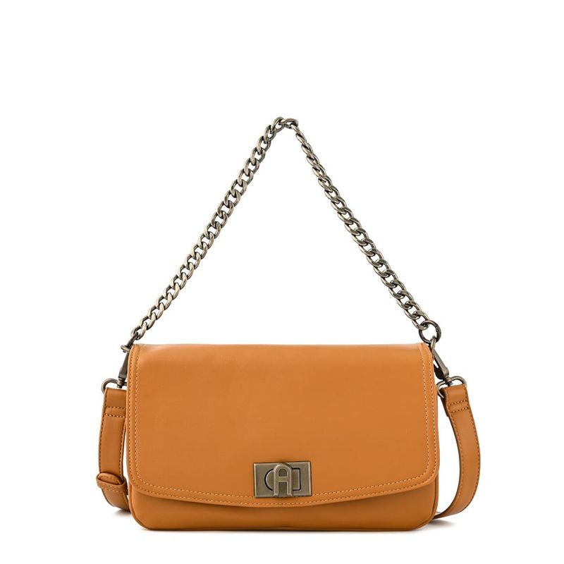 AMPHORA - Cartera bandolera con tapa mediana anto camel