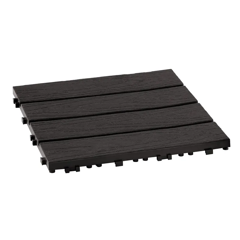 QRUBBER - Piso Jardín Armable Tipo Deck 9 Unid Café Oscuro MQ QRubber