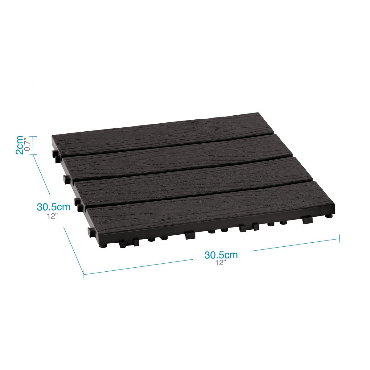 QRUBBER - Piso Jardín Armable Tipo Deck 9 Unid Café Oscuro MQ QRubber