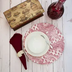 COCHO COCHO - Set 4 Funda + Plato Base Calabazas Burdeo
