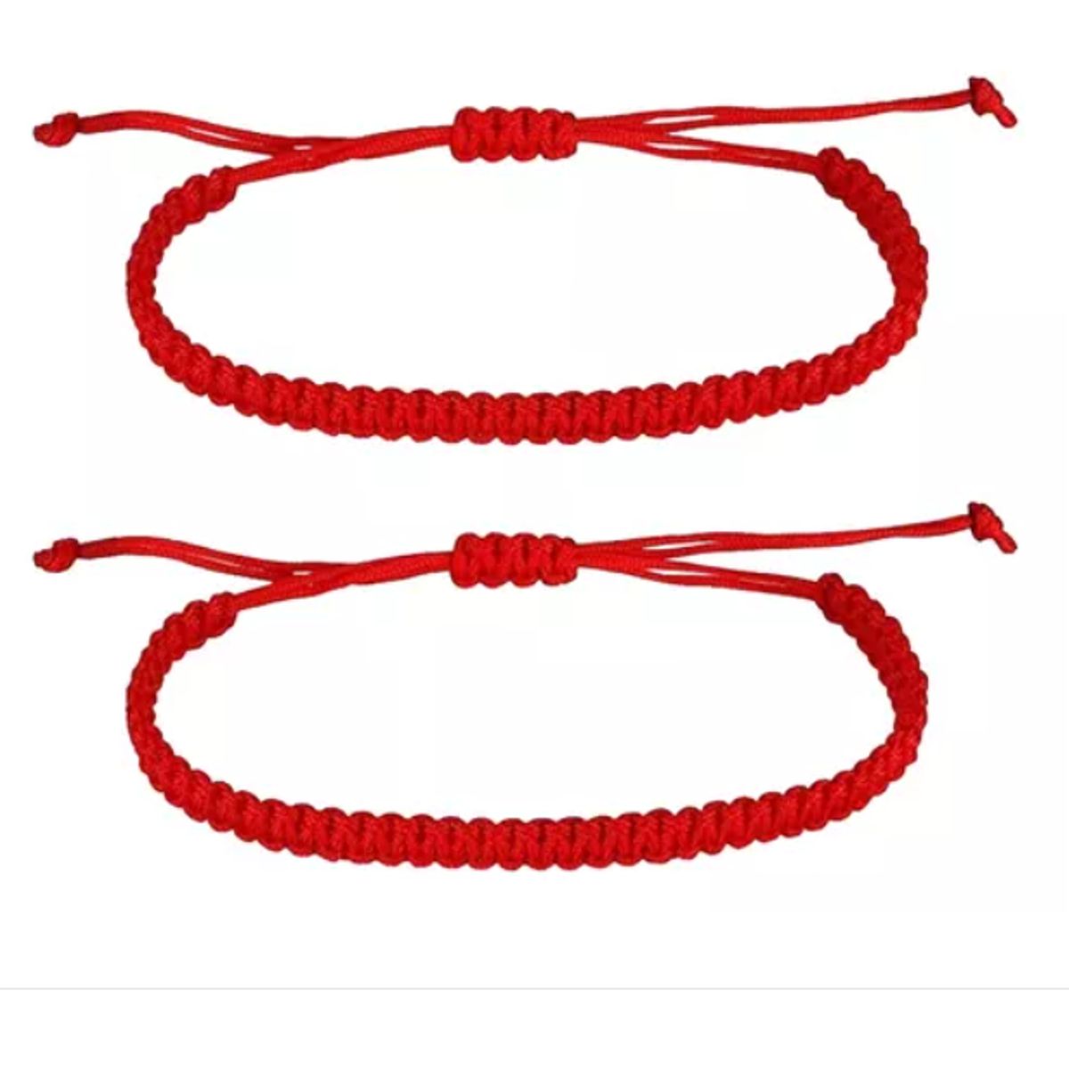 GENERICO - 2 Pulseras - Tejida Roja Ajustable_.