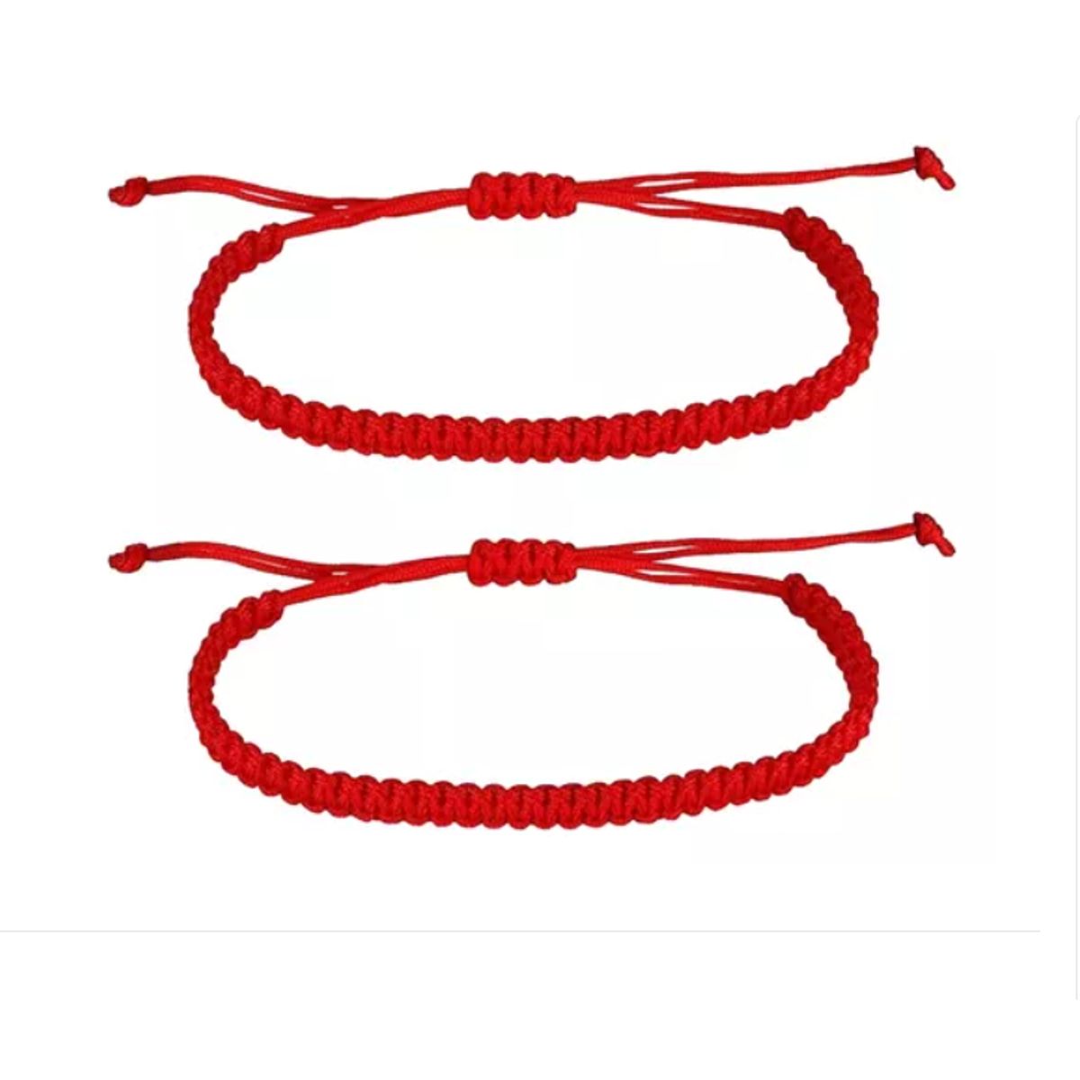 GENERICO - 2 Pulseras - Tejida Roja Ajustable_.