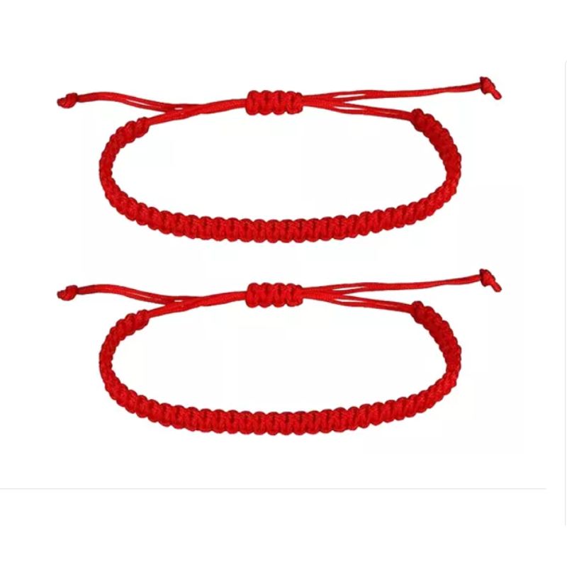 GENERICO - 2 Pulseras - Tejida Roja Ajustable_.