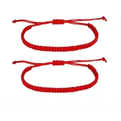 GENERICO - 2 Pulseras - Tejida Roja Ajustable_.