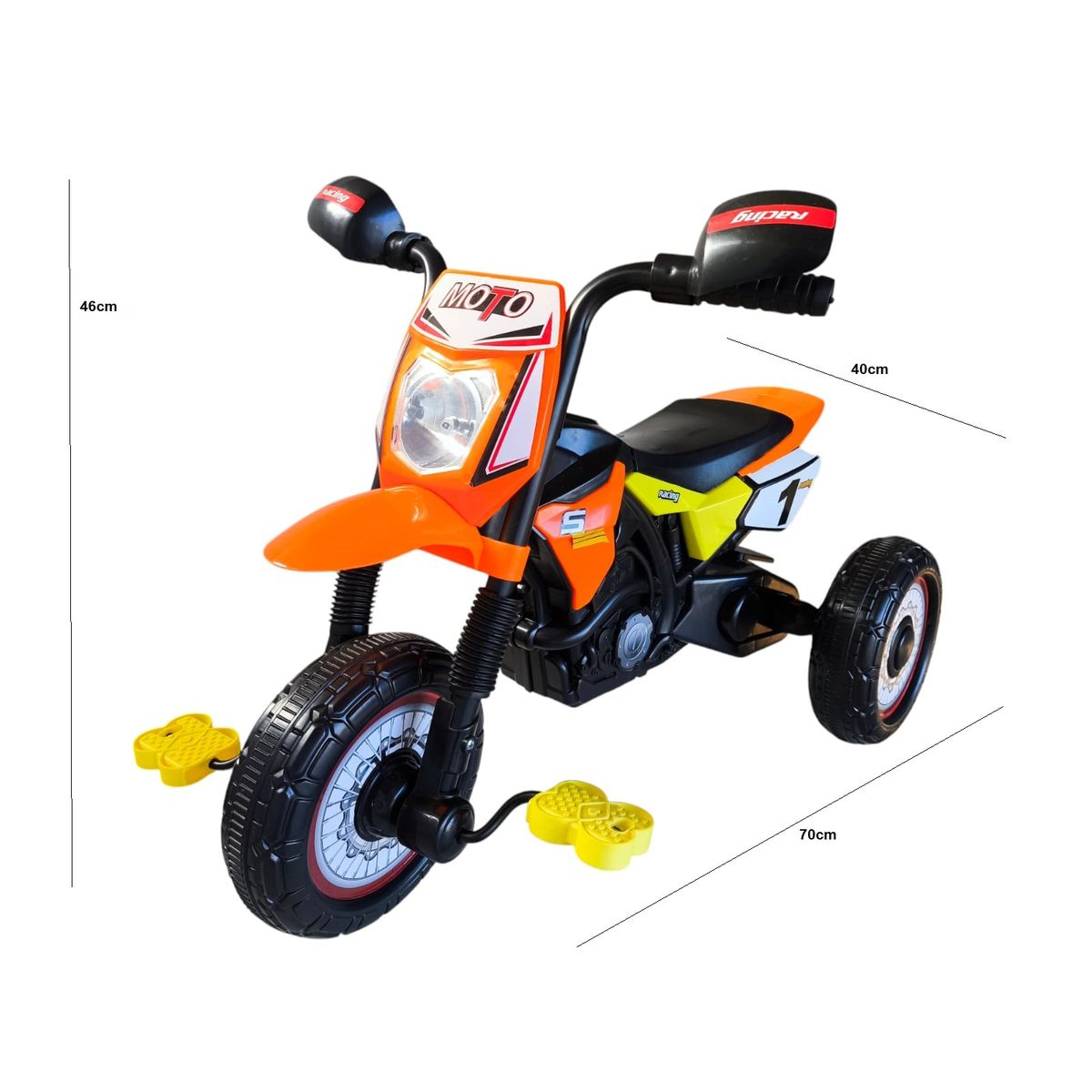 GENERICO - Triciclo Infantil Tipo Moto 3 Ruedas Naranjo