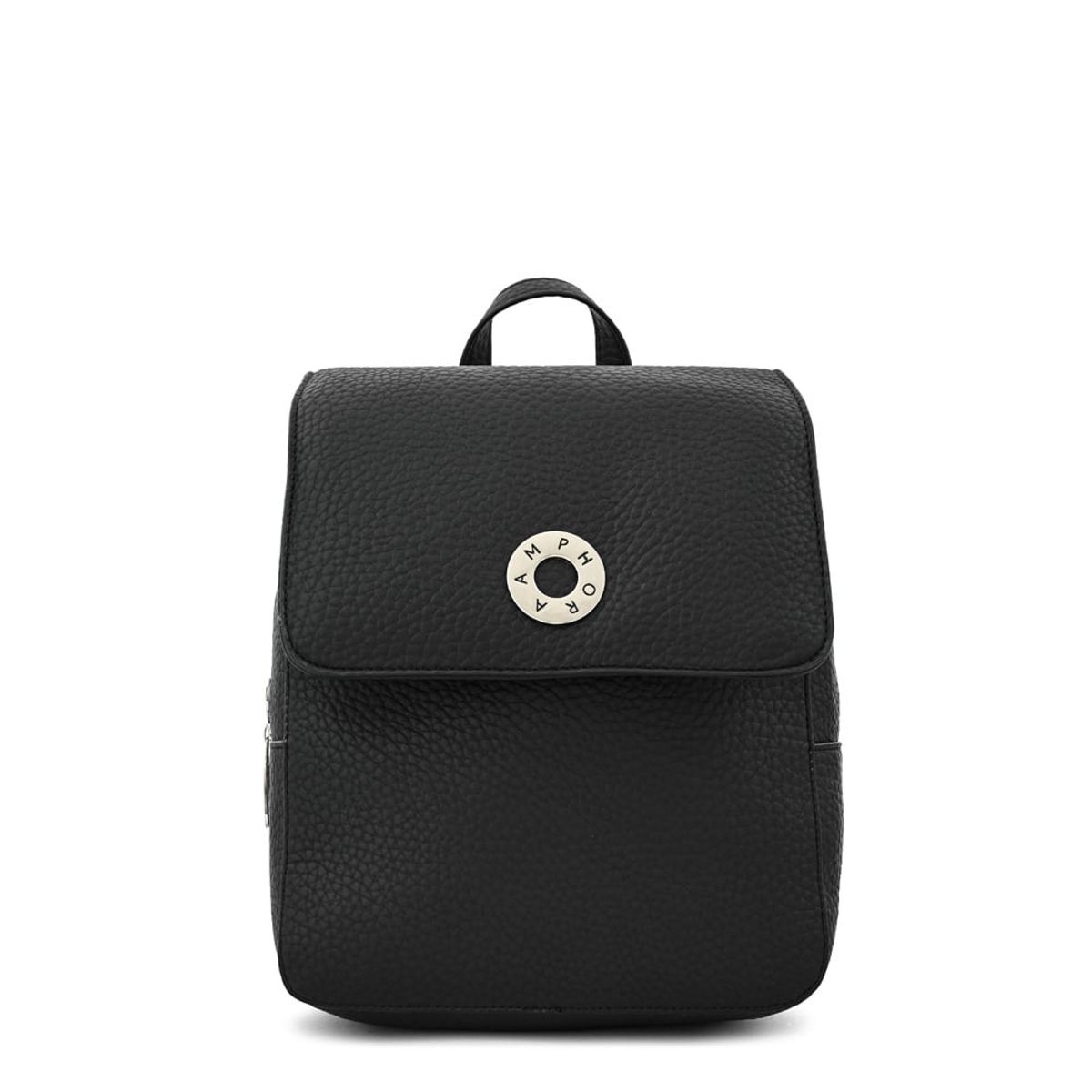 AMPHORA - Mochila con tapa orieta mediana negro especial