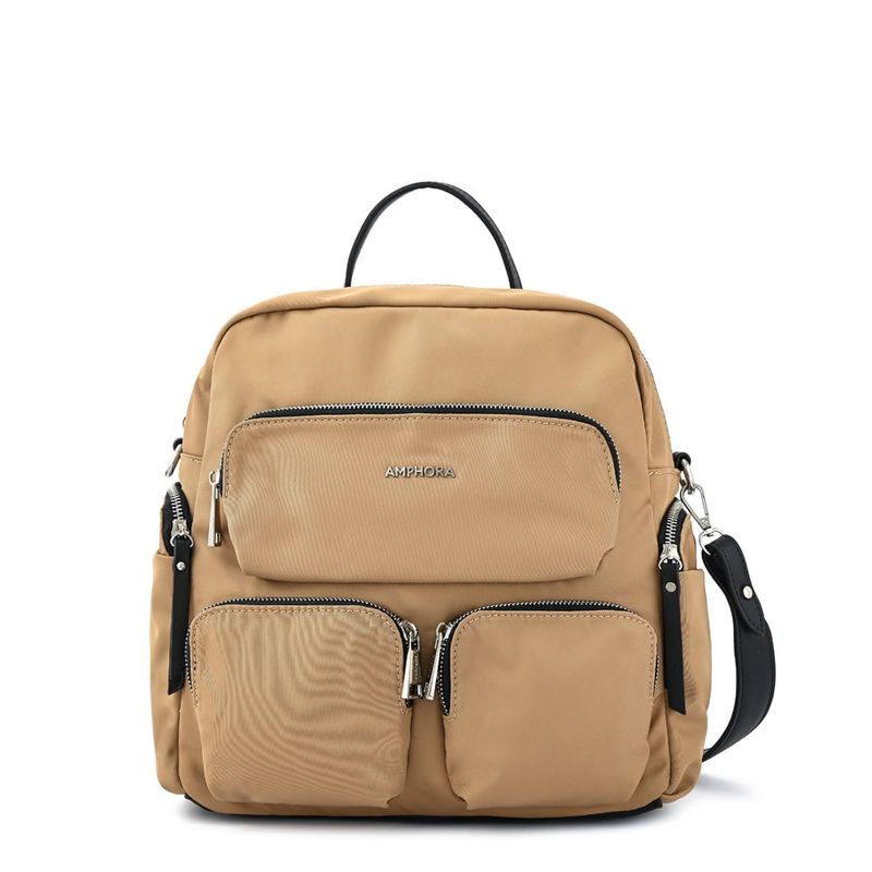 AMPHORA - Mochila mediana naty beige