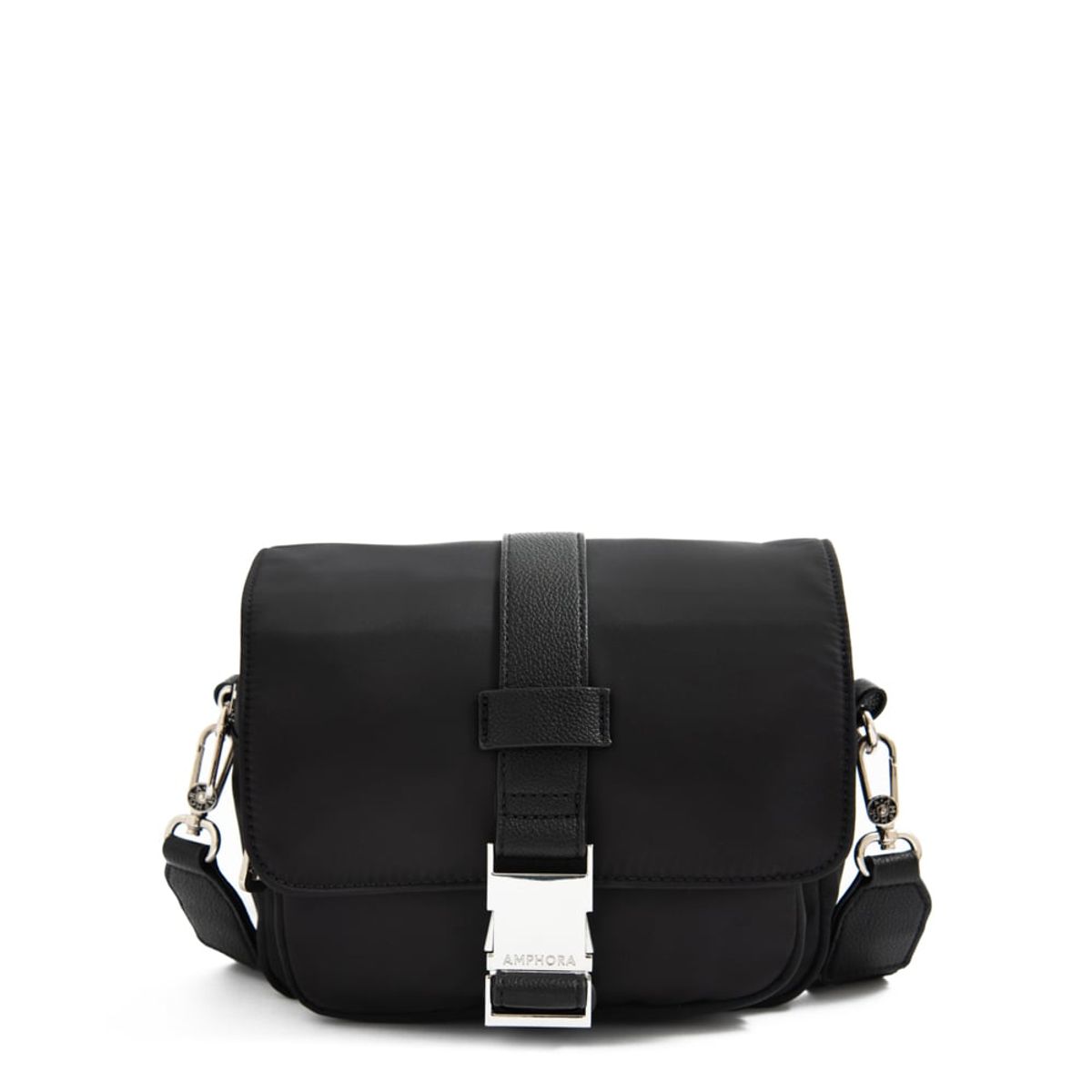 AMPHORA - Cartera bandolera con tapa faure pequeña negro especial