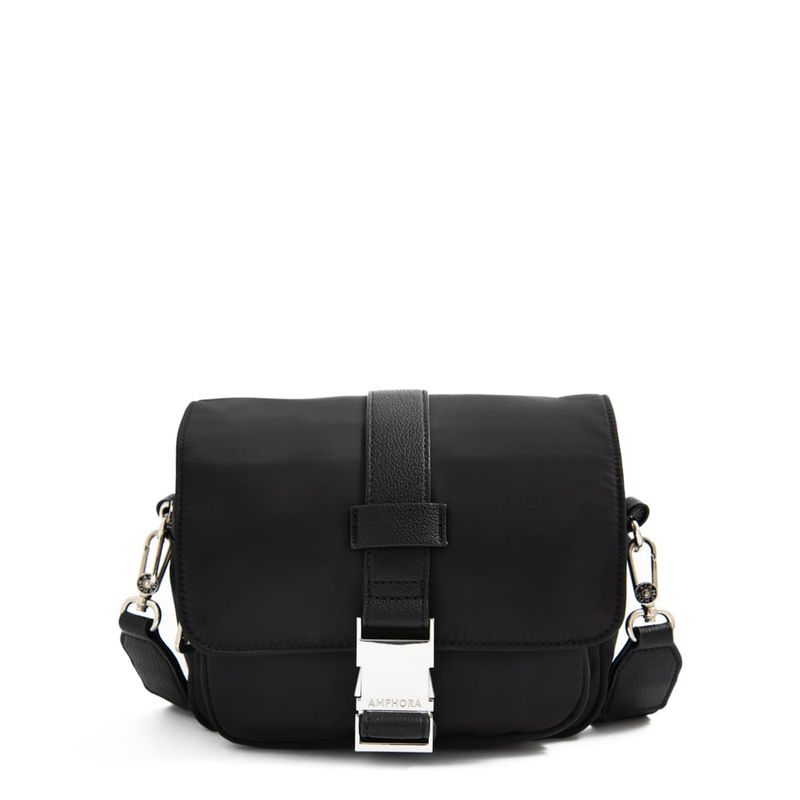 AMPHORA - Cartera bandolera con tapa pequeña faure Negro especial