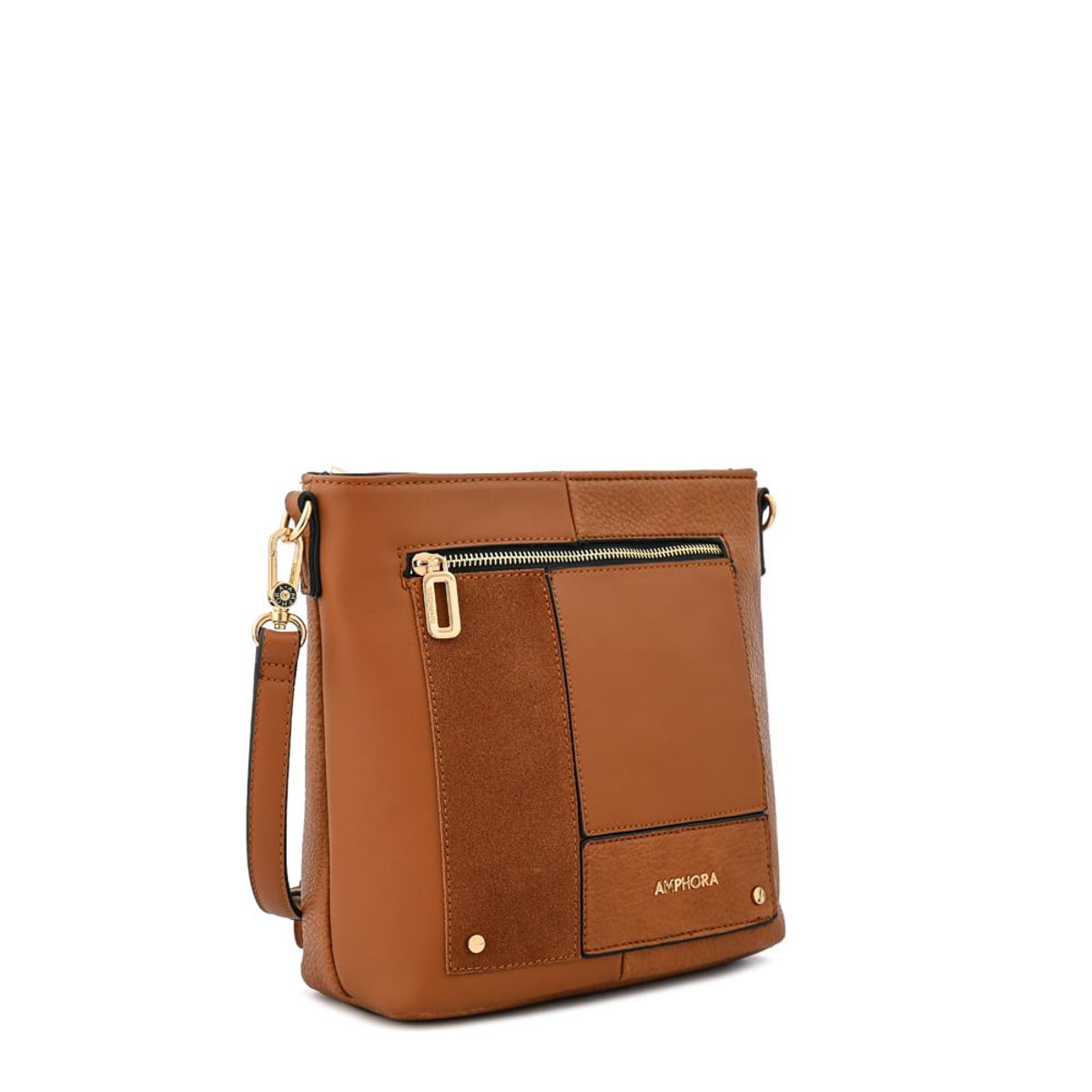 AMPHORA - Cartera bandolera jane mediana café medio